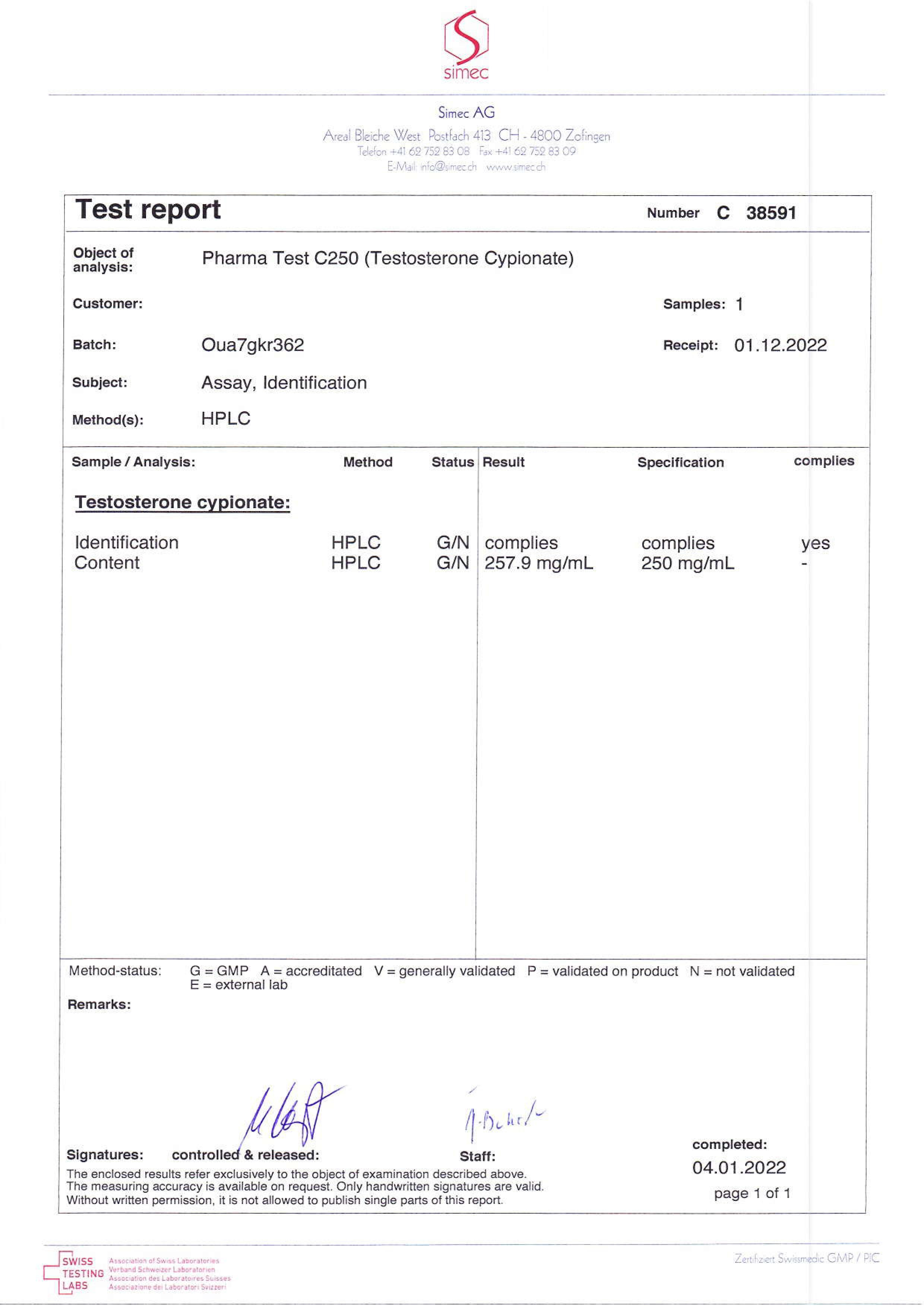 Testosterone Cypionate 250mg/ml